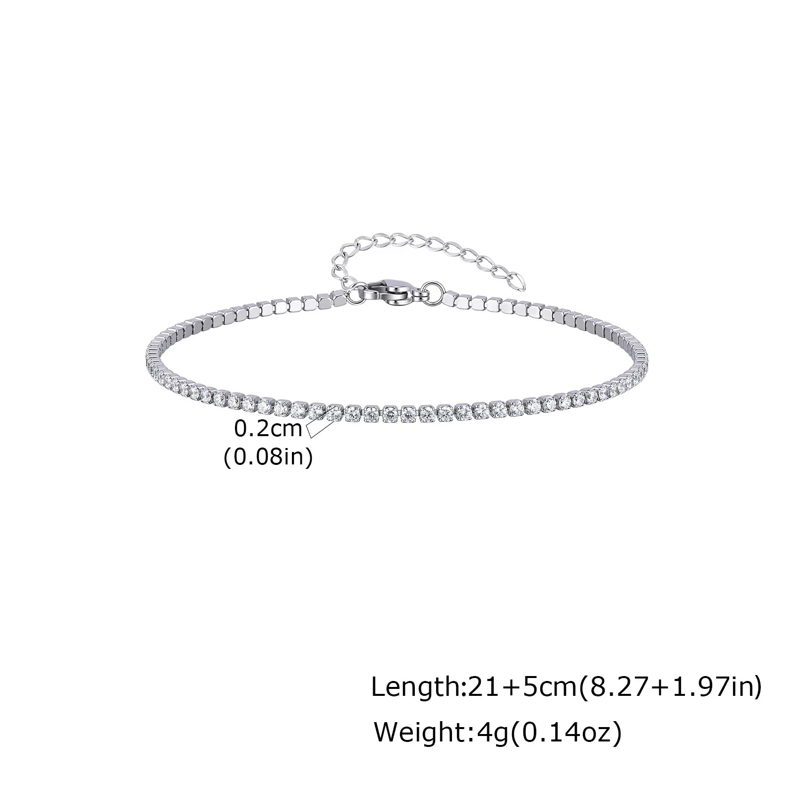 Tornozeleira Tennis com Zircónias – Aço Inoxidável Banhado a Ouro 18K