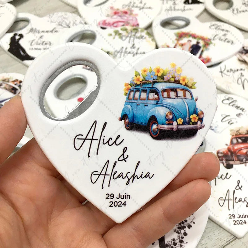 Abridor de Garrafas Magnético Personalizado UV — Lembrança de Casamento