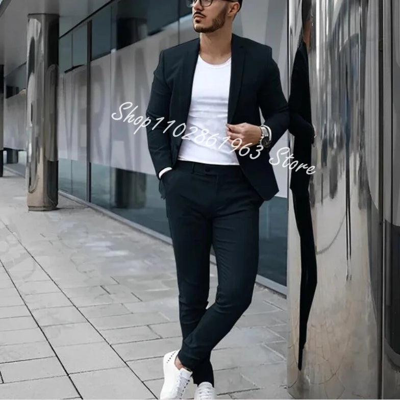 Fato Masculino Cinzento – Conjunto de 2 Peças para Casamento e Eventos Formais