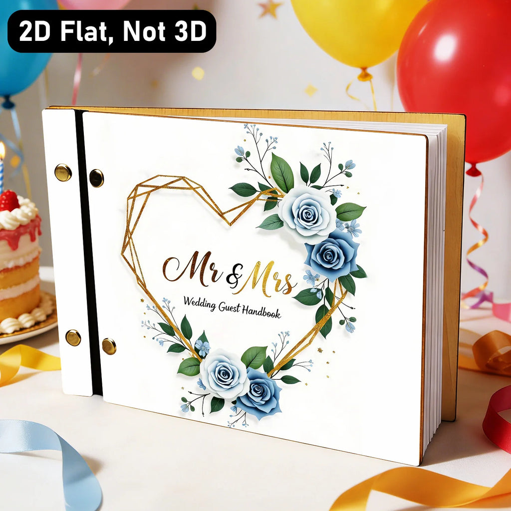 Livro de Honra em Madeira "Mr & Mrs" | Álbum de Assinaturas e Recordações