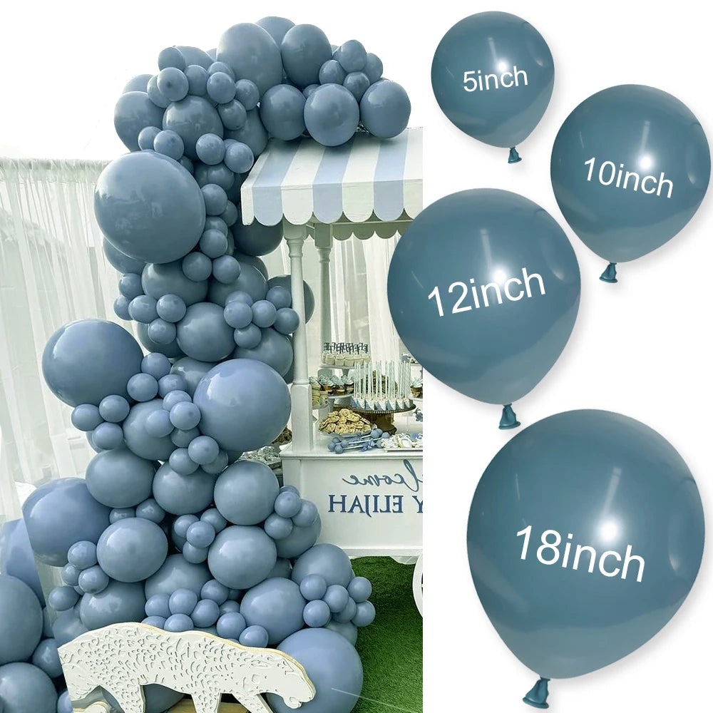 Pack de 100 Balões Azul Poeirento (Dusty Blue) – Decoração Elegante para Festas e Casamentos