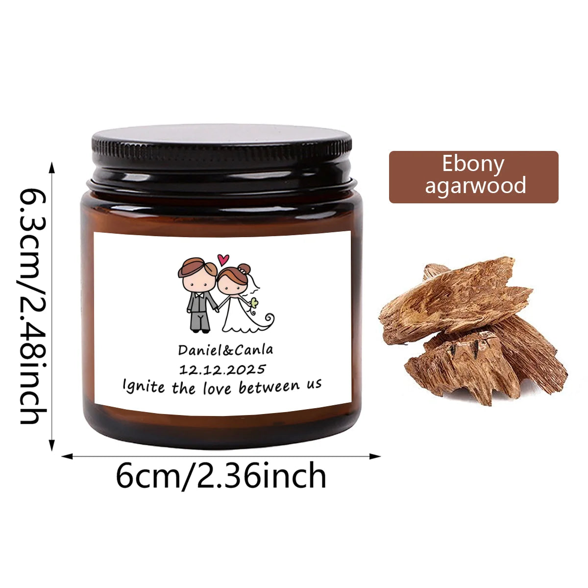 Vela Aromática Personalizada para Lembranças de Casamento — 70 g