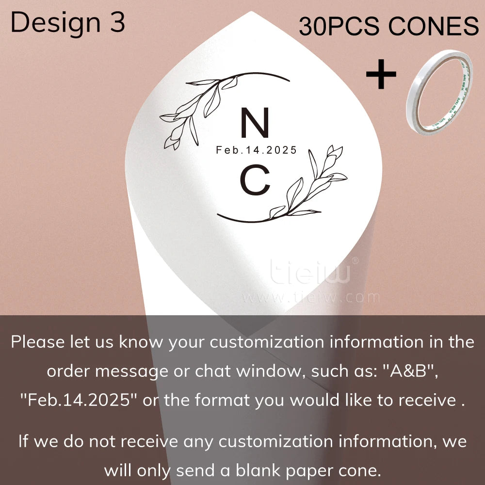 Cones para Confettis Personalizados – Papel Elegante para Casamento