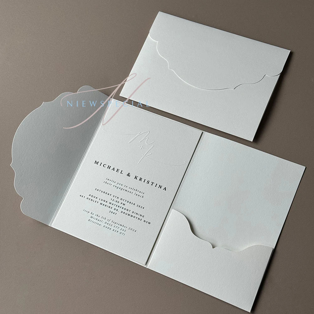Convites Pocketfold DIY Premium – 10, 20 ou 25 Unidades | Elegância Personalizável para Casamentos