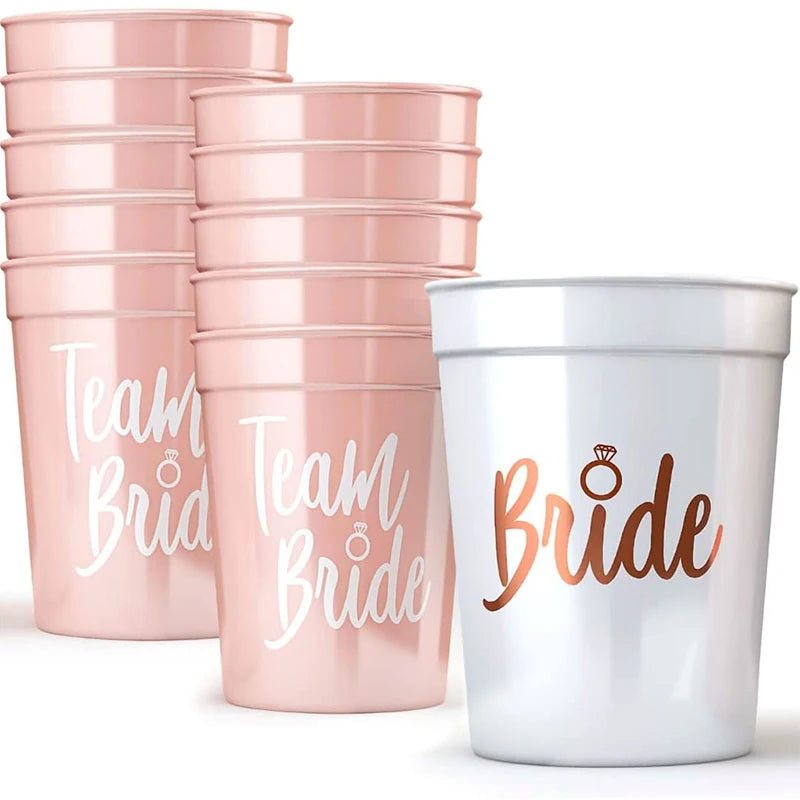 Copos "Bride & Team Bride" – Conjunto para Despedida de Solteira