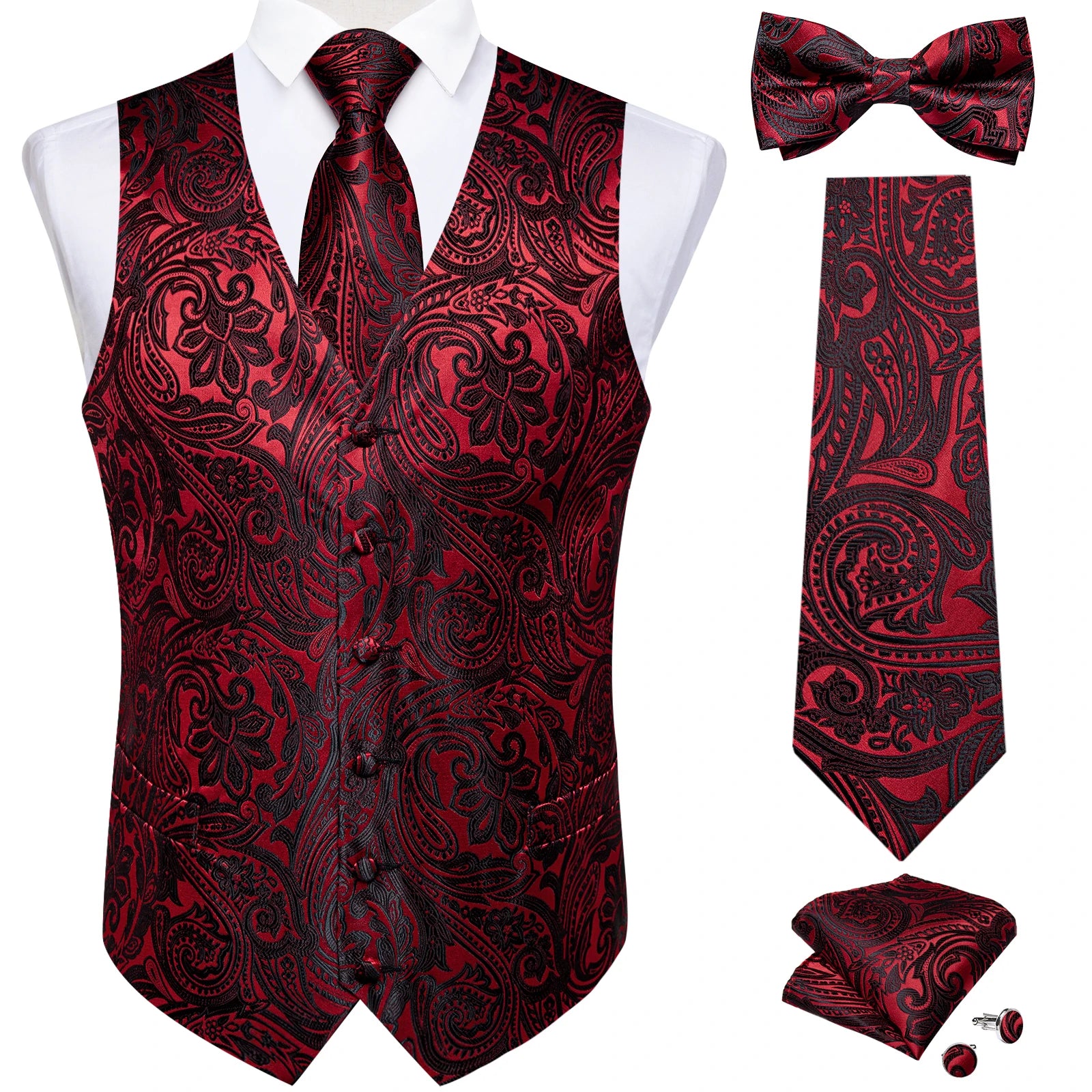 Conjunto Formal Masculino Preto Paisley