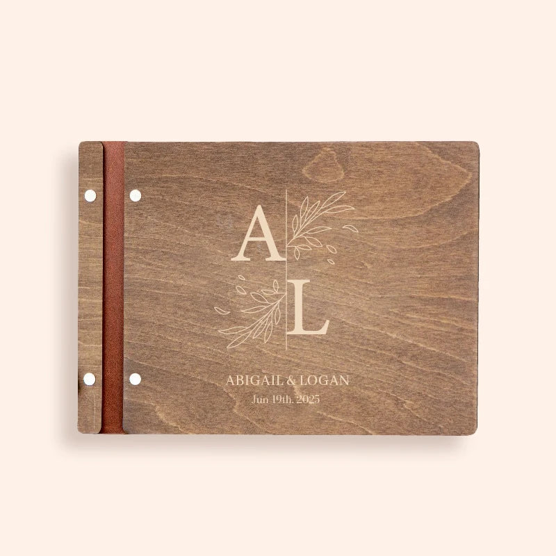 Livro de Honra em Madeira Personalizado A4/A5 | Álbum de Assinaturas, Fotografias e Recordações