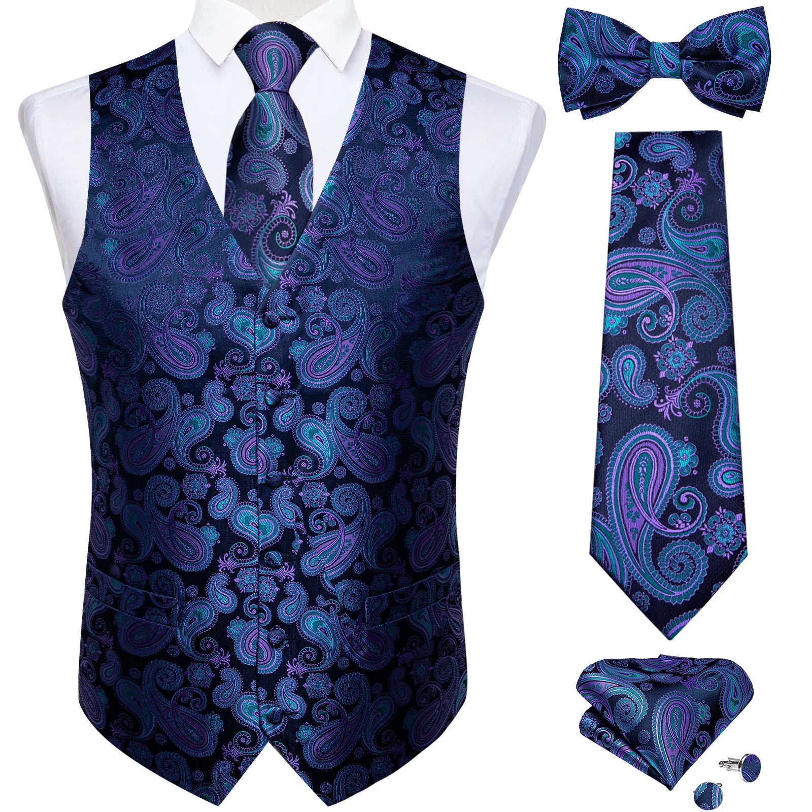 Conjunto Formal Masculino Preto Paisley