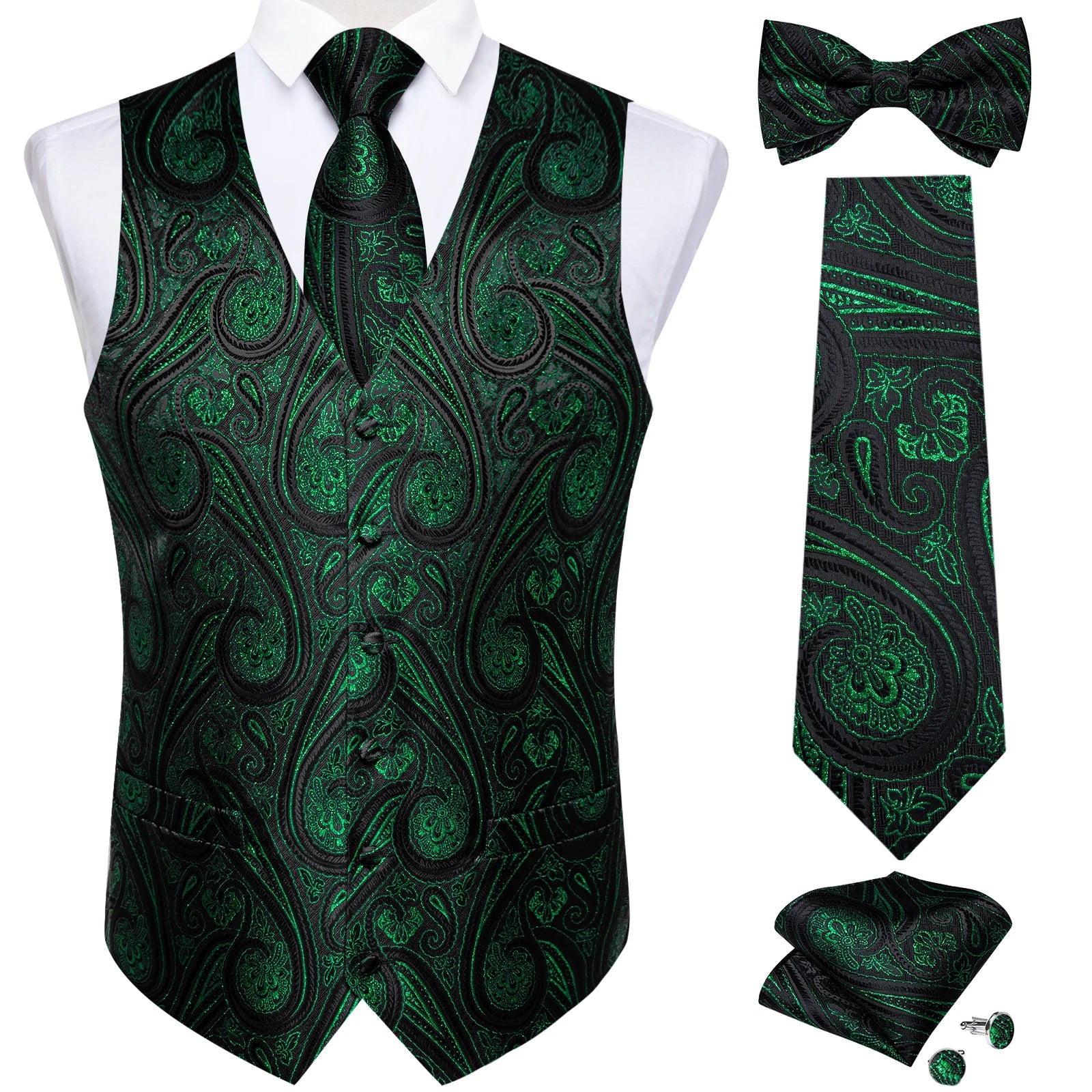 Conjunto Formal Masculino Preto Paisley