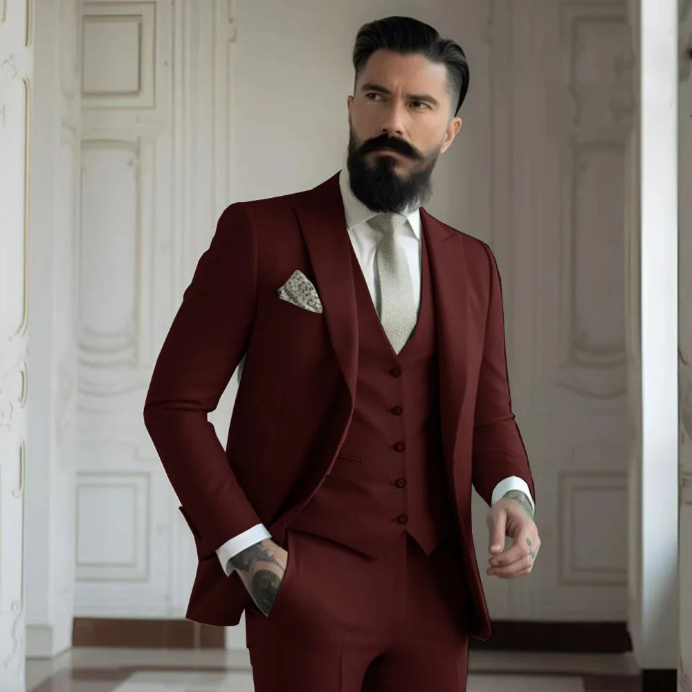 Fato Masculino Champagne – Conjunto de 3 Peças para Casamento e Eventos Formais