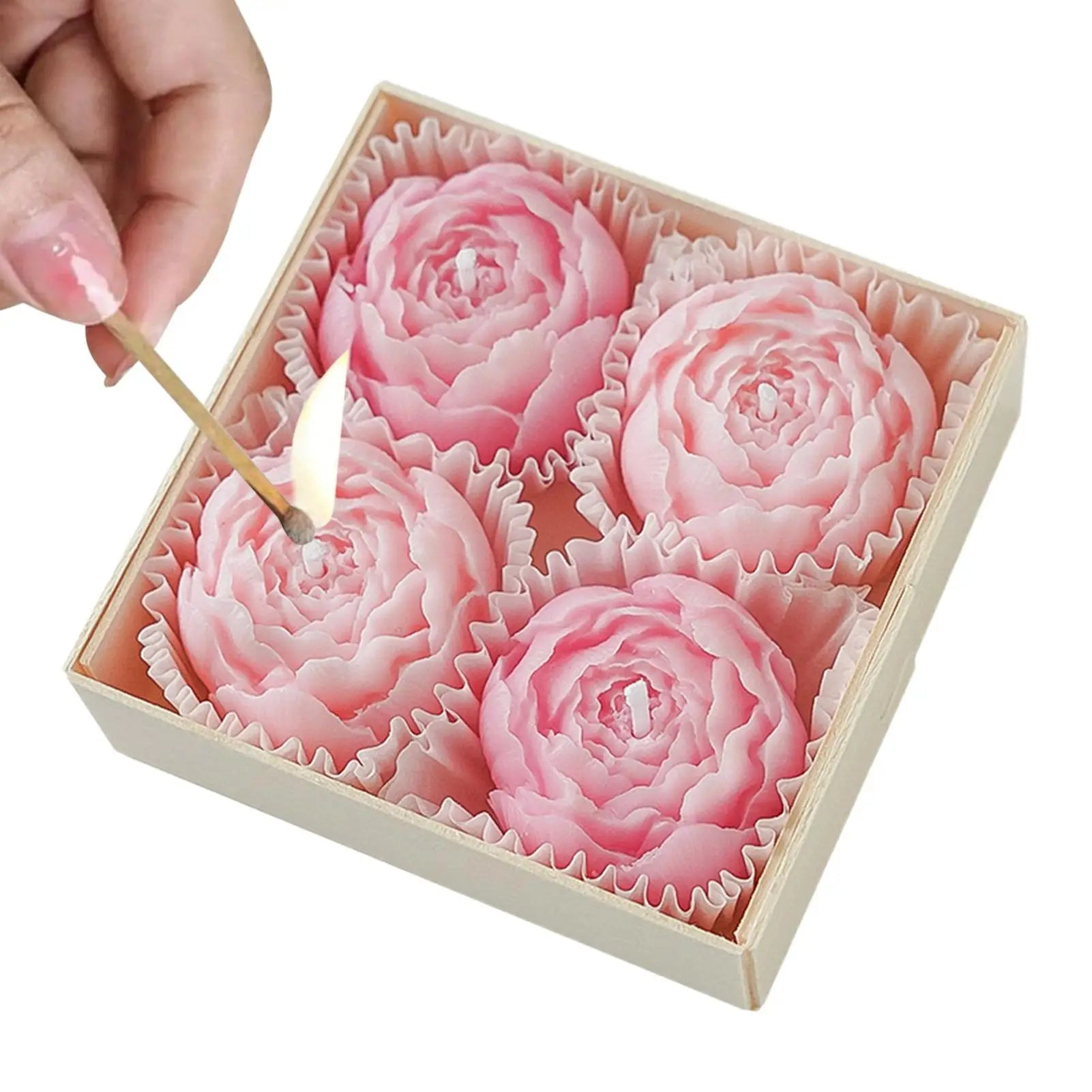 Velas Artesanais em Forma de Rosa — Kit com 4 Unidades
