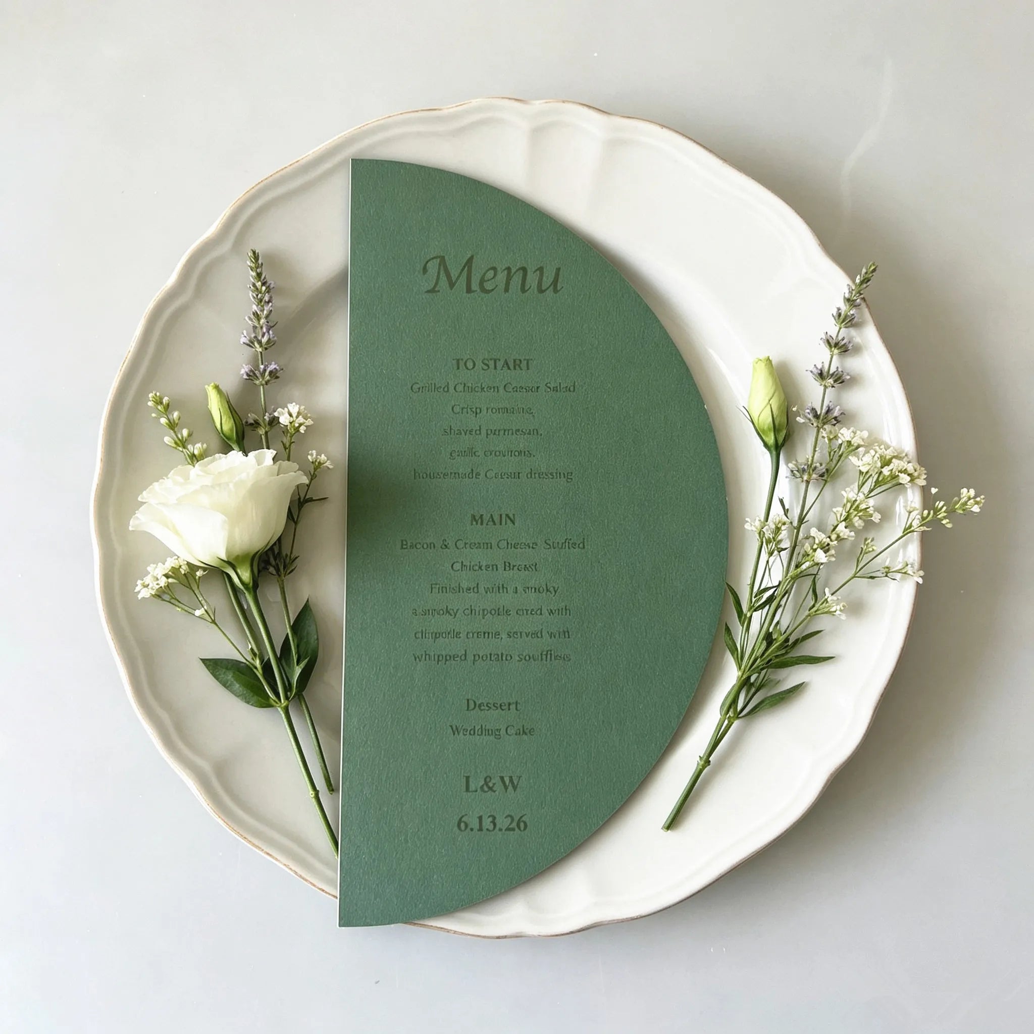 Menus de Casamento Personalizados em Meio Círculo