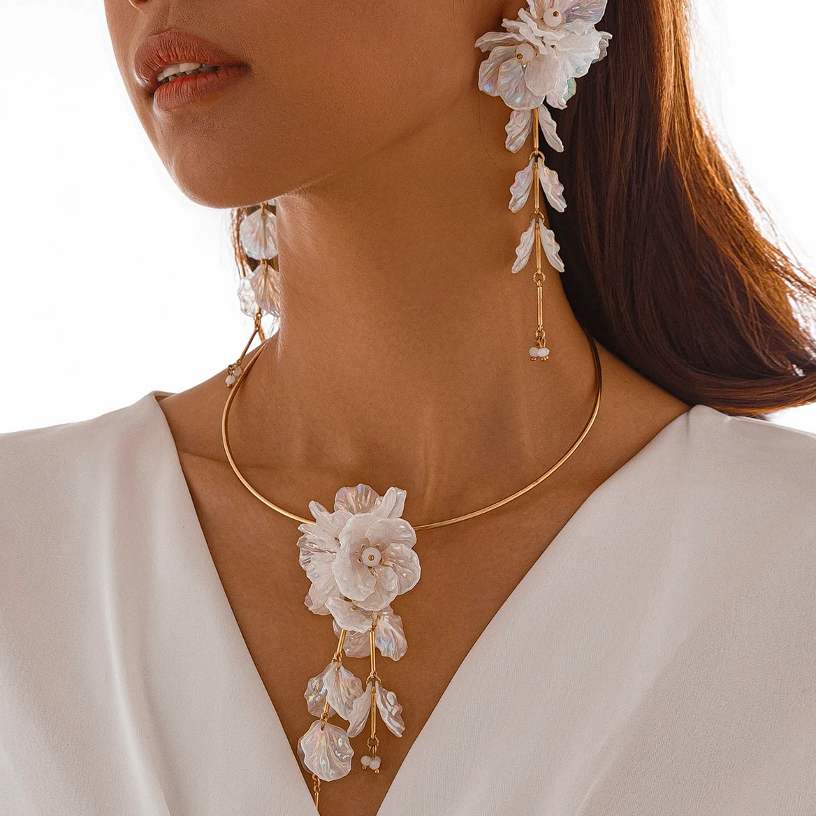 Conjunto de Colar e Brincos Boho Floral