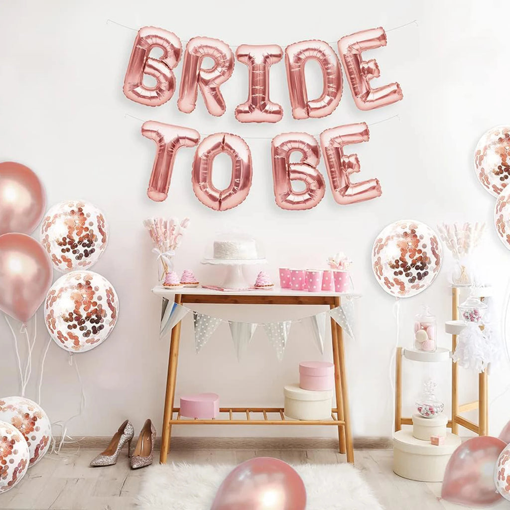 Balões "Bride to Be" Rose Gold 40,5 cm– Faixa Decorativa para Despedida de Solteira