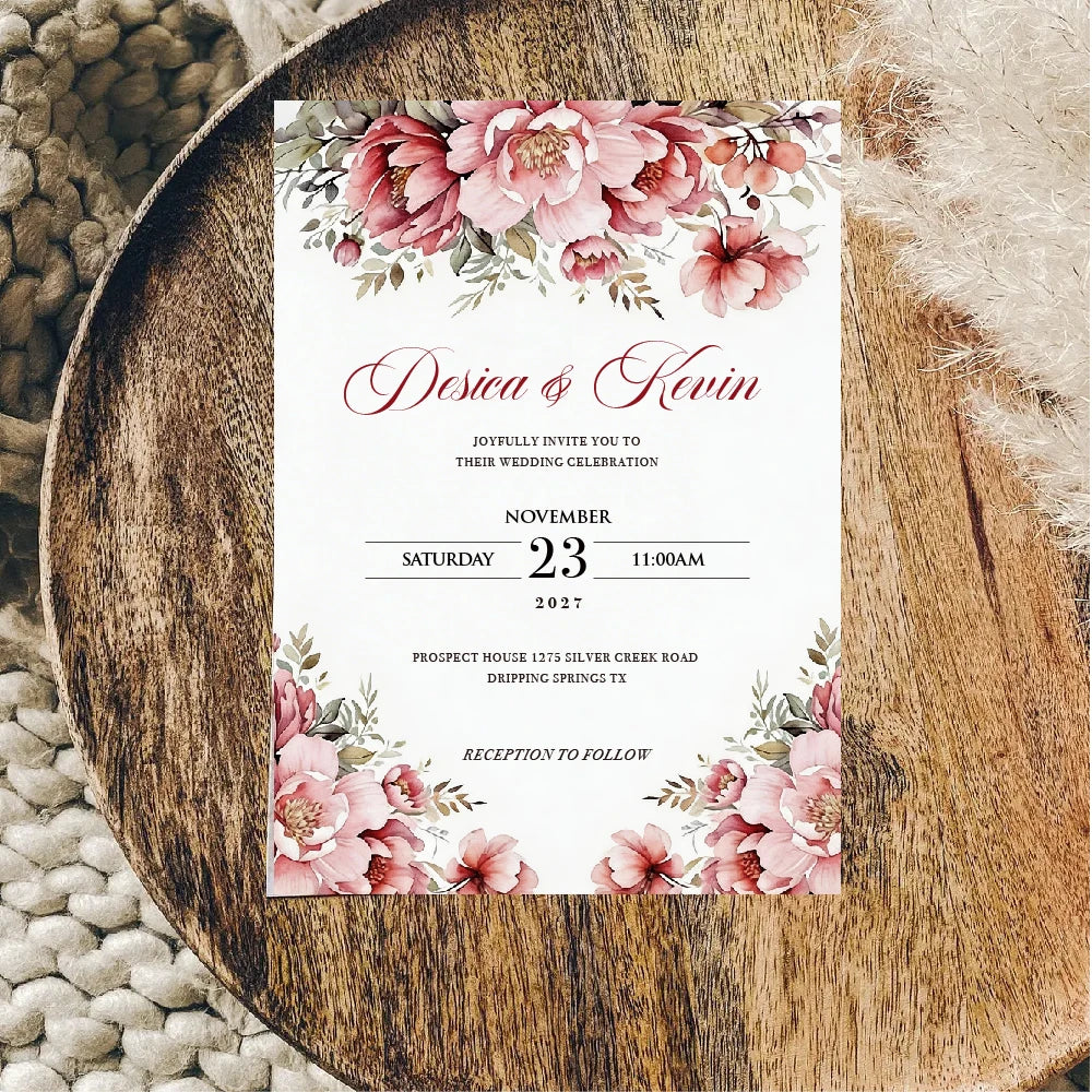 Convites de Casamento Personalizados Floral – 10 a 50 Unidades | Save the Date Premium
