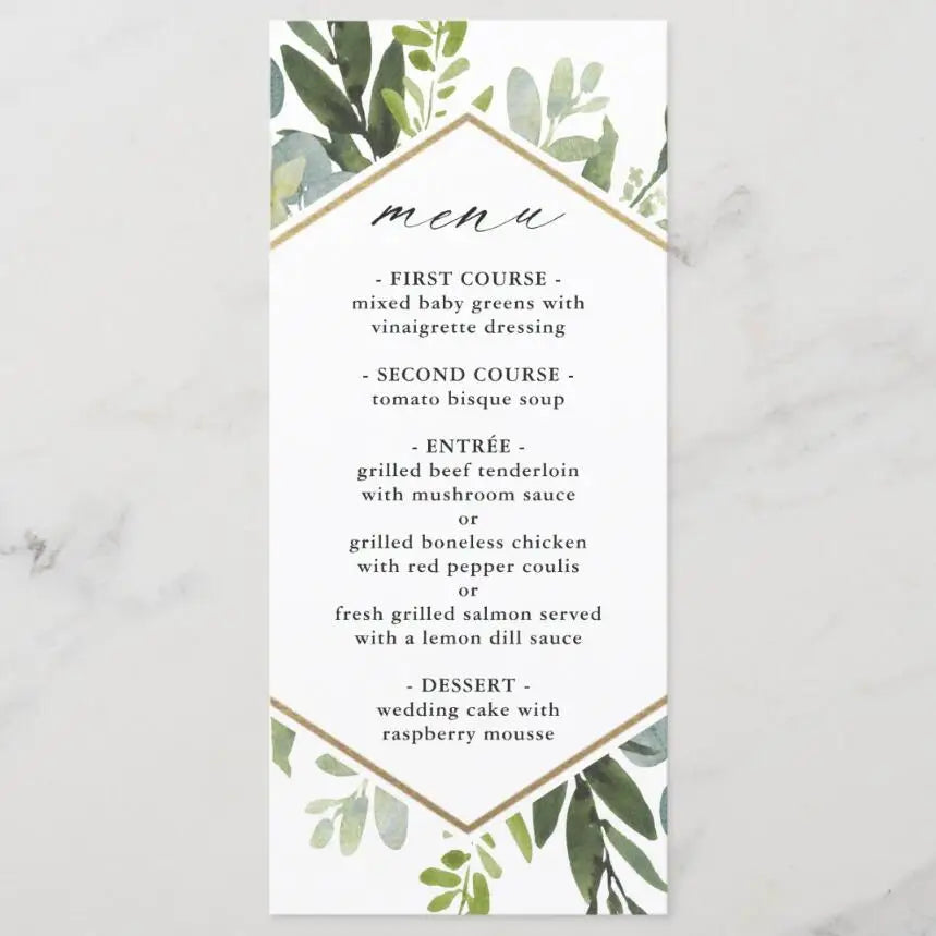 Menus de Casamento Personalizados com Design Floral