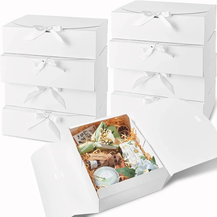 Caixa Presente Luxo Branca para Padrinhos — Kit com 6 Unidades