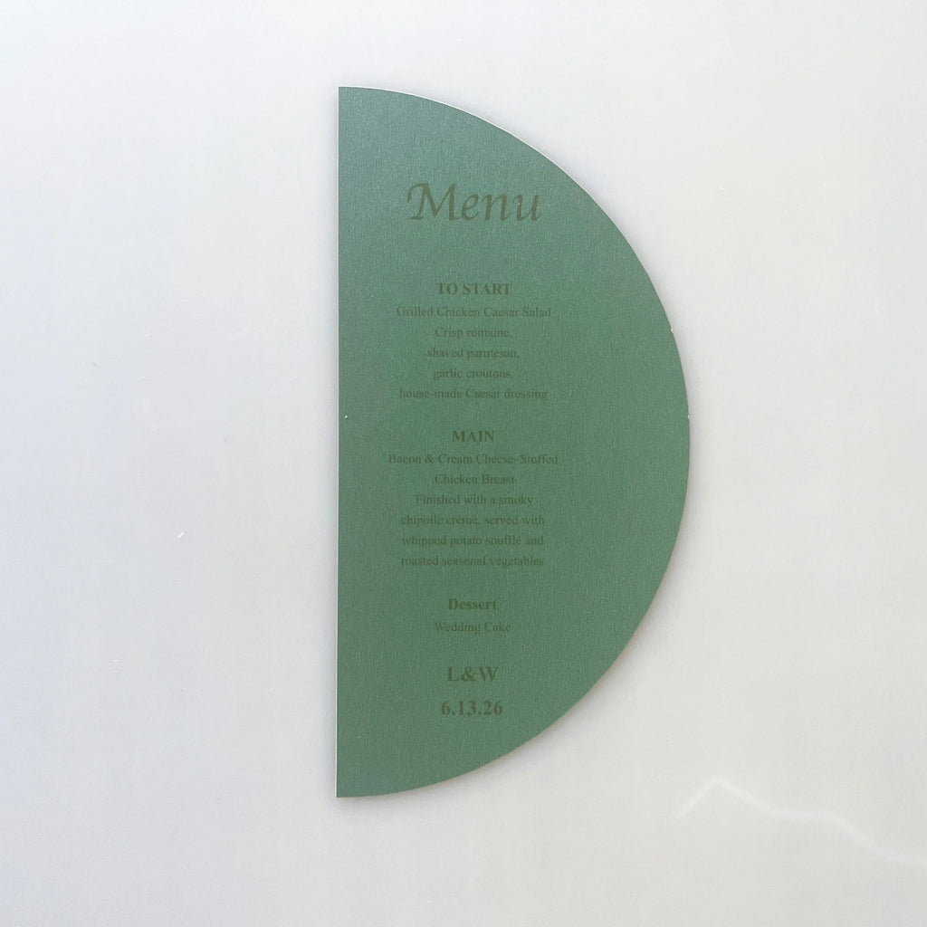 Menus de Casamento Personalizados em Meio Círculo
