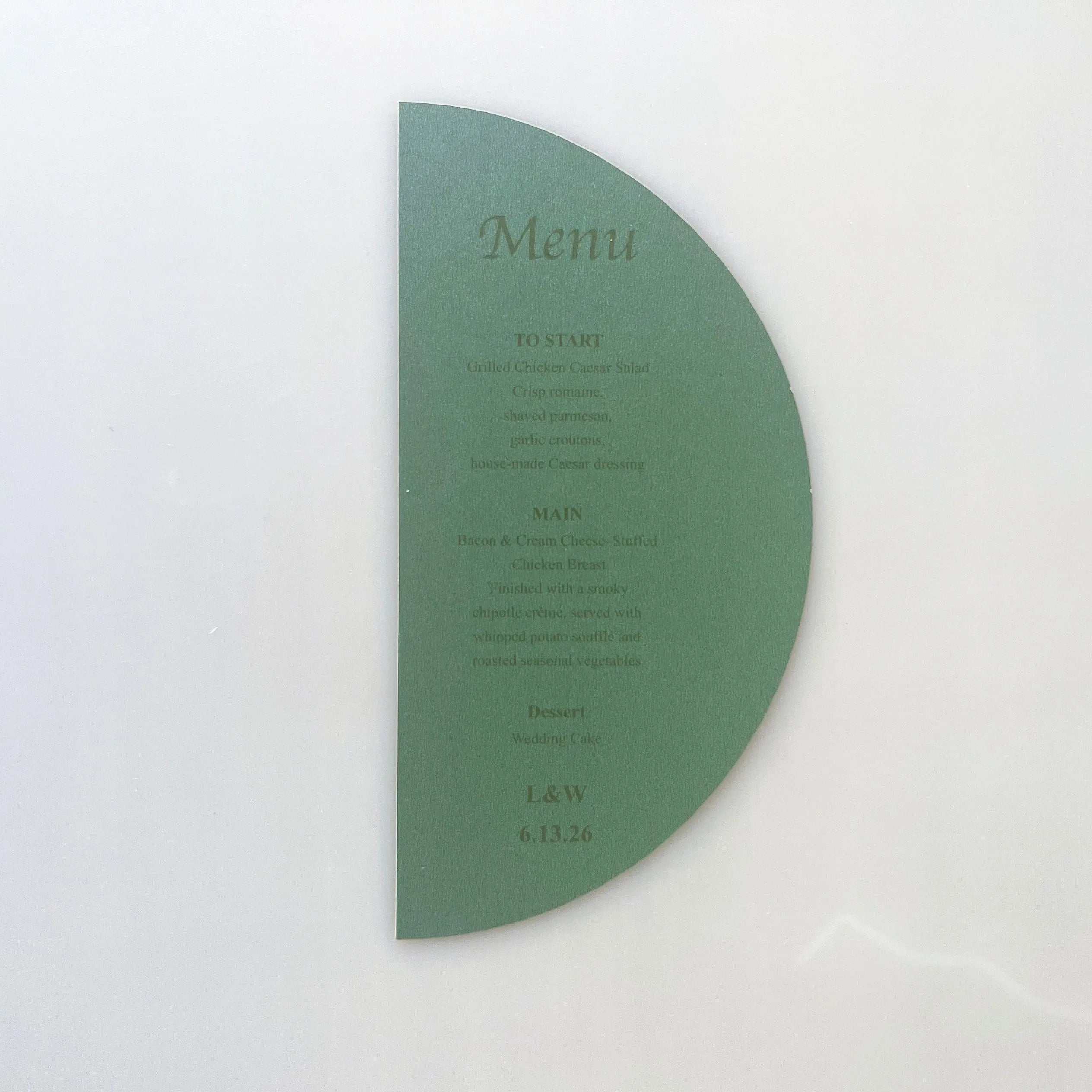 Menus de Casamento Personalizados em Meio Círculo