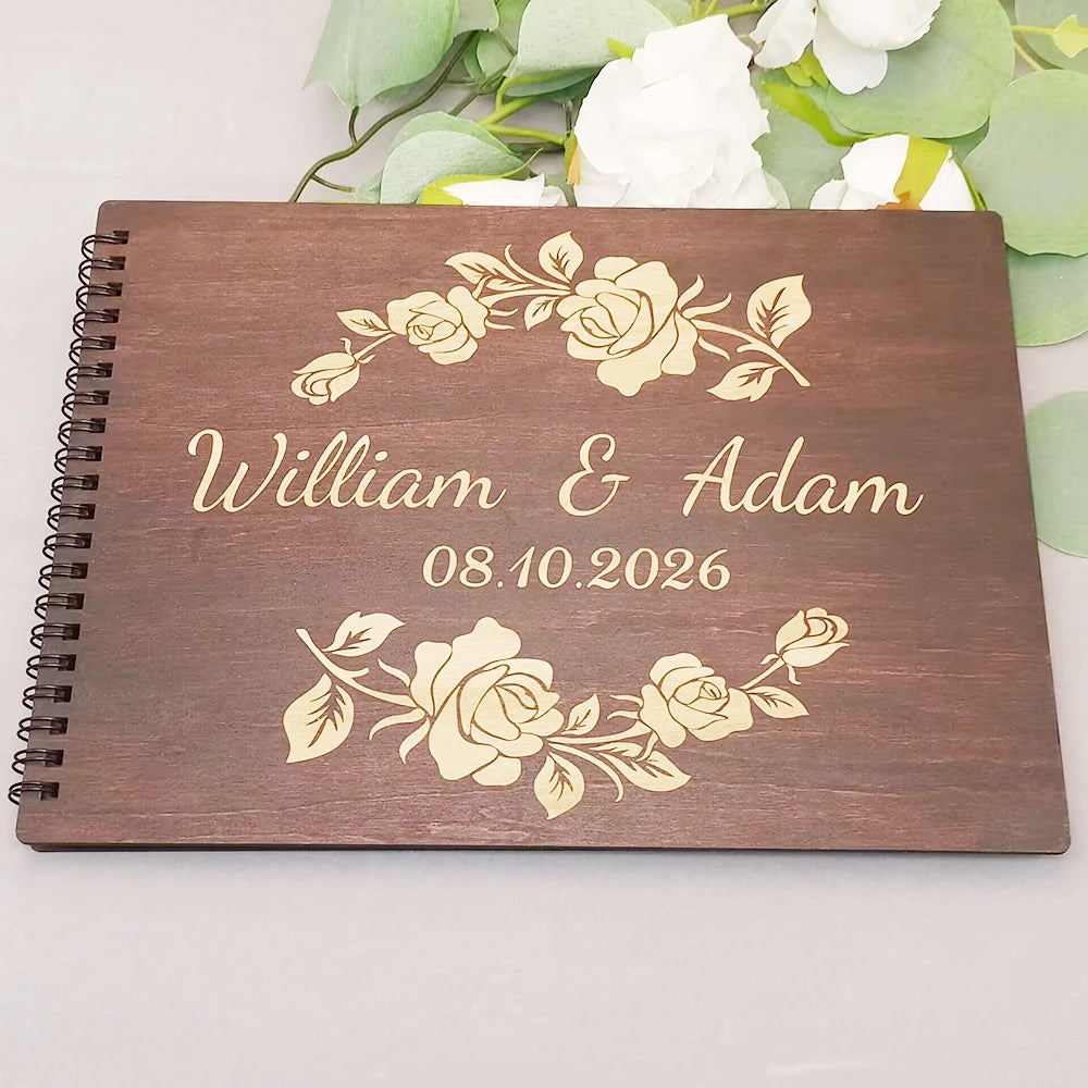 Livro de Honra Personalizado em Madeira | Álbum de Assinaturas e Fotografias
