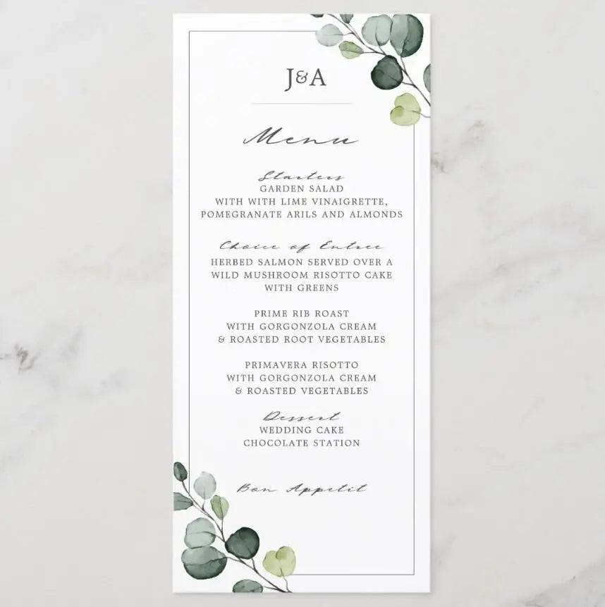 Menus de Casamento Personalizados com Design Floral