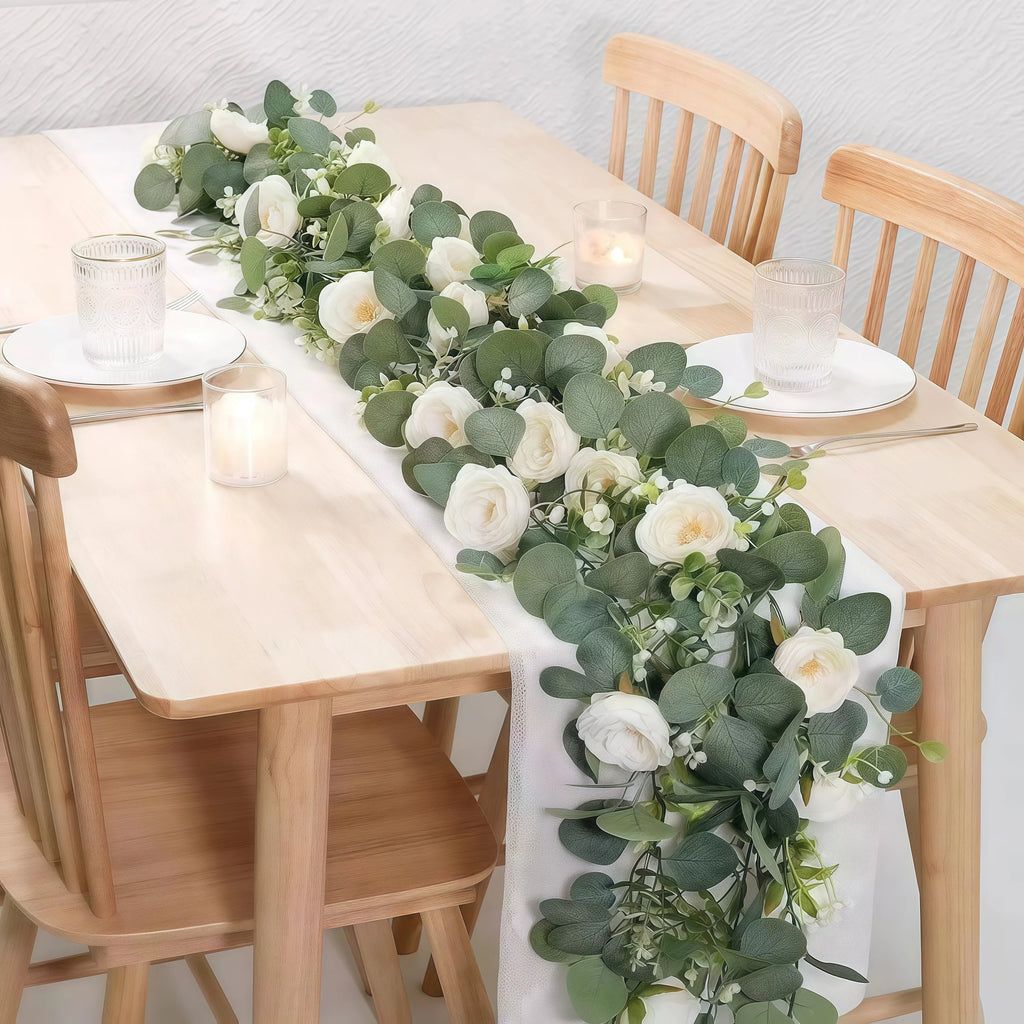 Grinalda Artificial de Eucalipto, Rosas e Gypsophila – 1,80 m