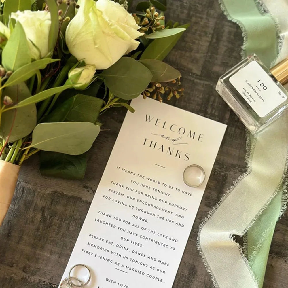 Menus de Casamento Personalizados 4 × 8" – Pack de 50