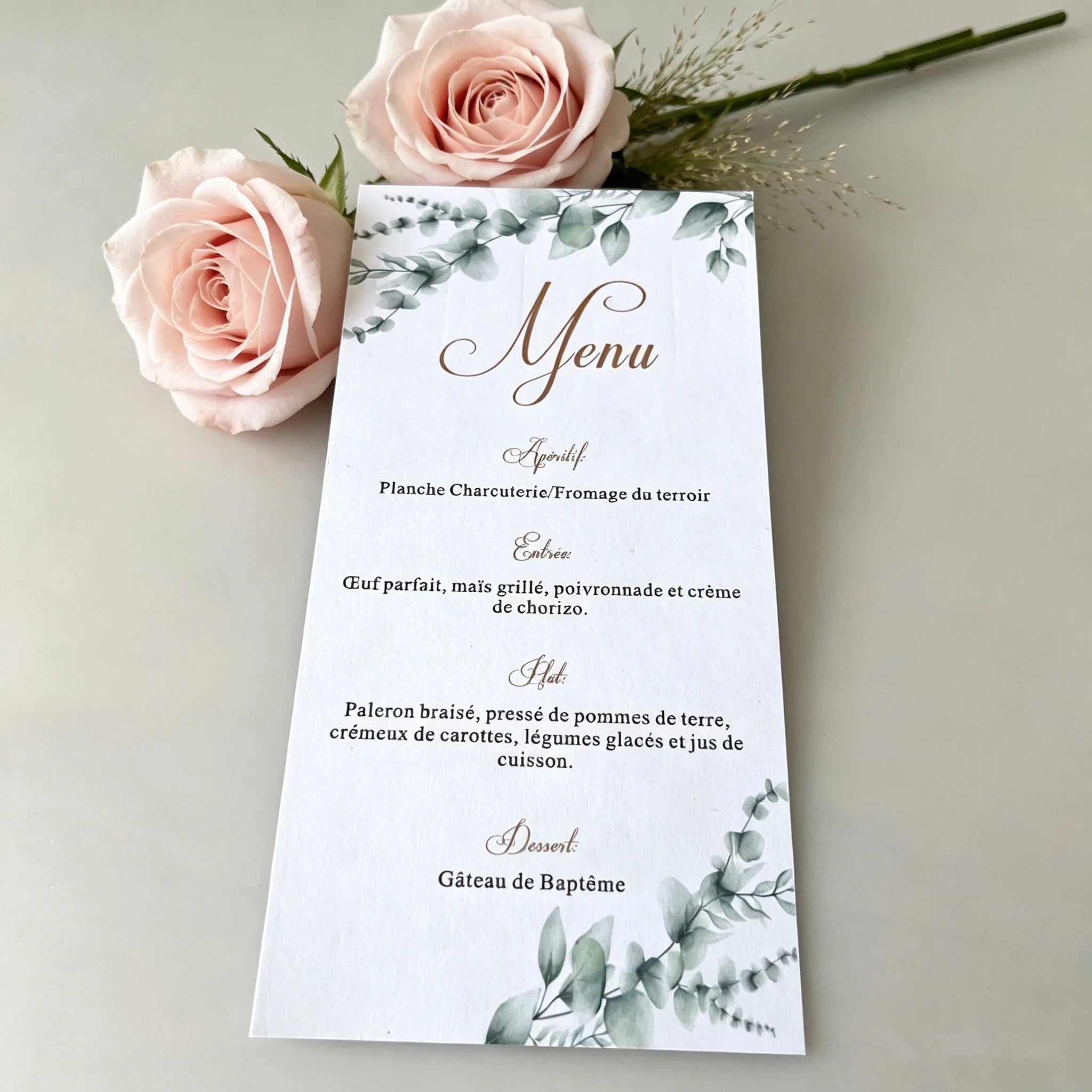 Menus de Casamento Personalizados – Pack de 50