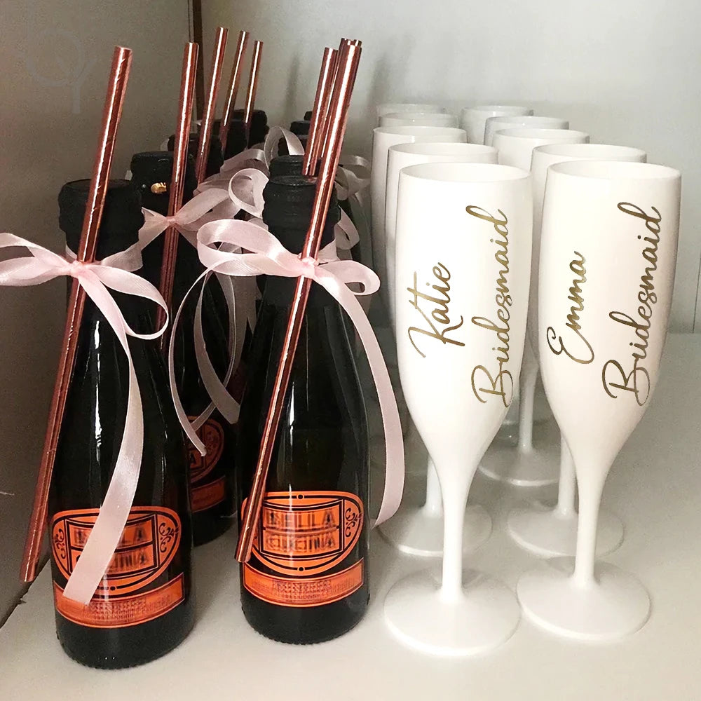 Taças de Champanhe Brancas Personalizadas para Casamento