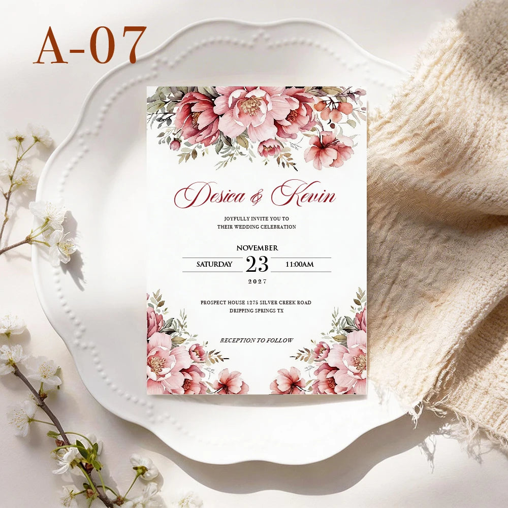 Convites de Casamento Personalizados Floral – 10 a 50 Unidades | Save the Date Premium
