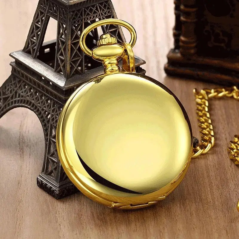 Relógio de Bolso Dourado Vintage para Homem – Quartzo com Corrente