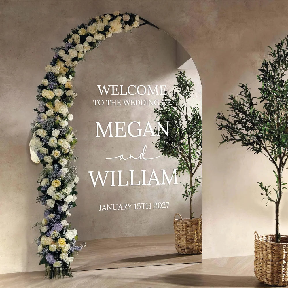 Autocolante Personalizado para Espelho de Casamento – Vinil Elegante para Boas-Vindas