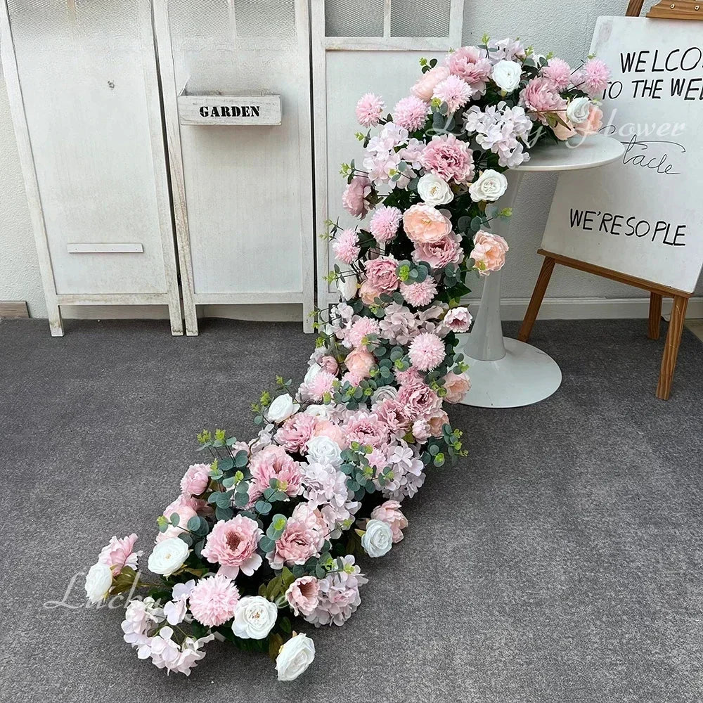 Arranjo Floral Artificial Luxo 2 m – Rosas em Seda para Mesas, Arcos e Casamentos