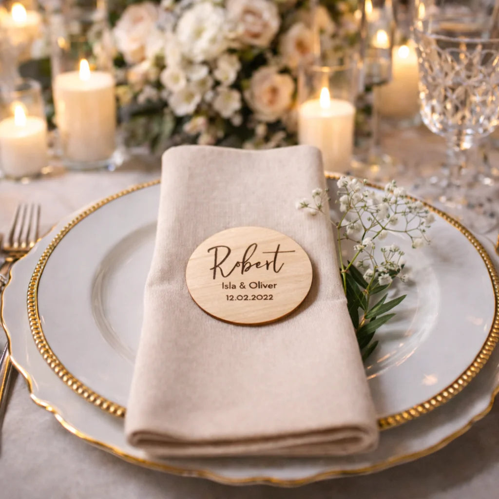 Marcadores de Lugar Personalizados para Casamento