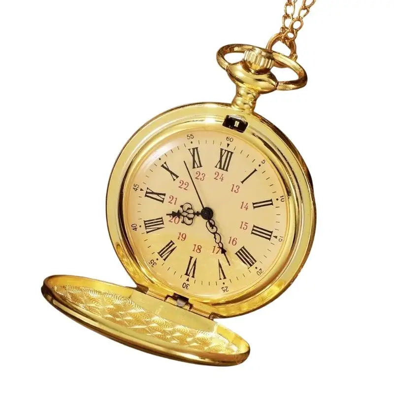 Relógio de Bolso Dourado Vintage para Homem – Quartzo com Corrente