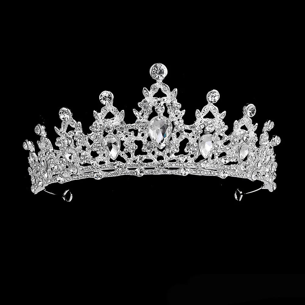 Conjunto de Tiaras em Cristal Prateado