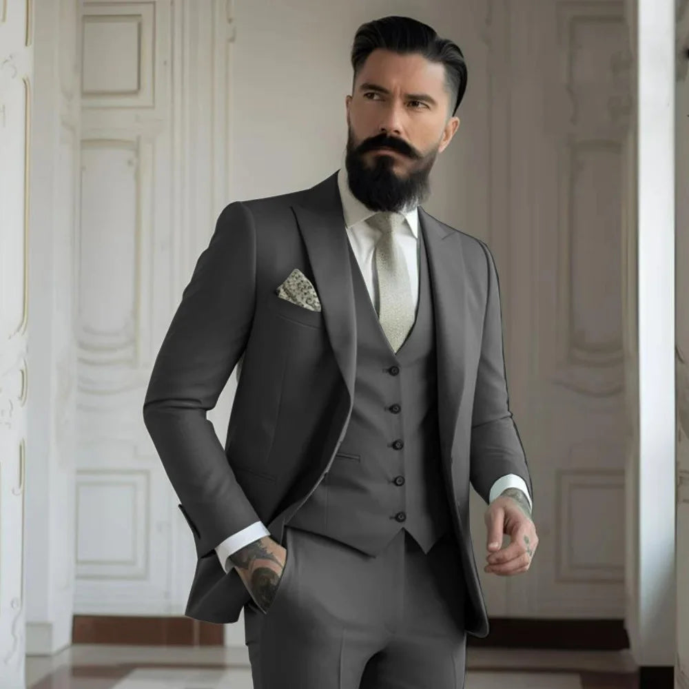 Fato Masculino Champagne – Conjunto de 3 Peças para Casamento e Eventos Formais