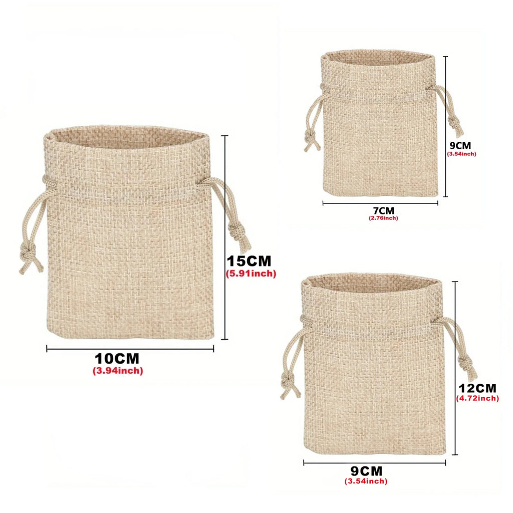 Saquinhos de Juta com Cordão para Lembranças — Kit com 100 Unidades