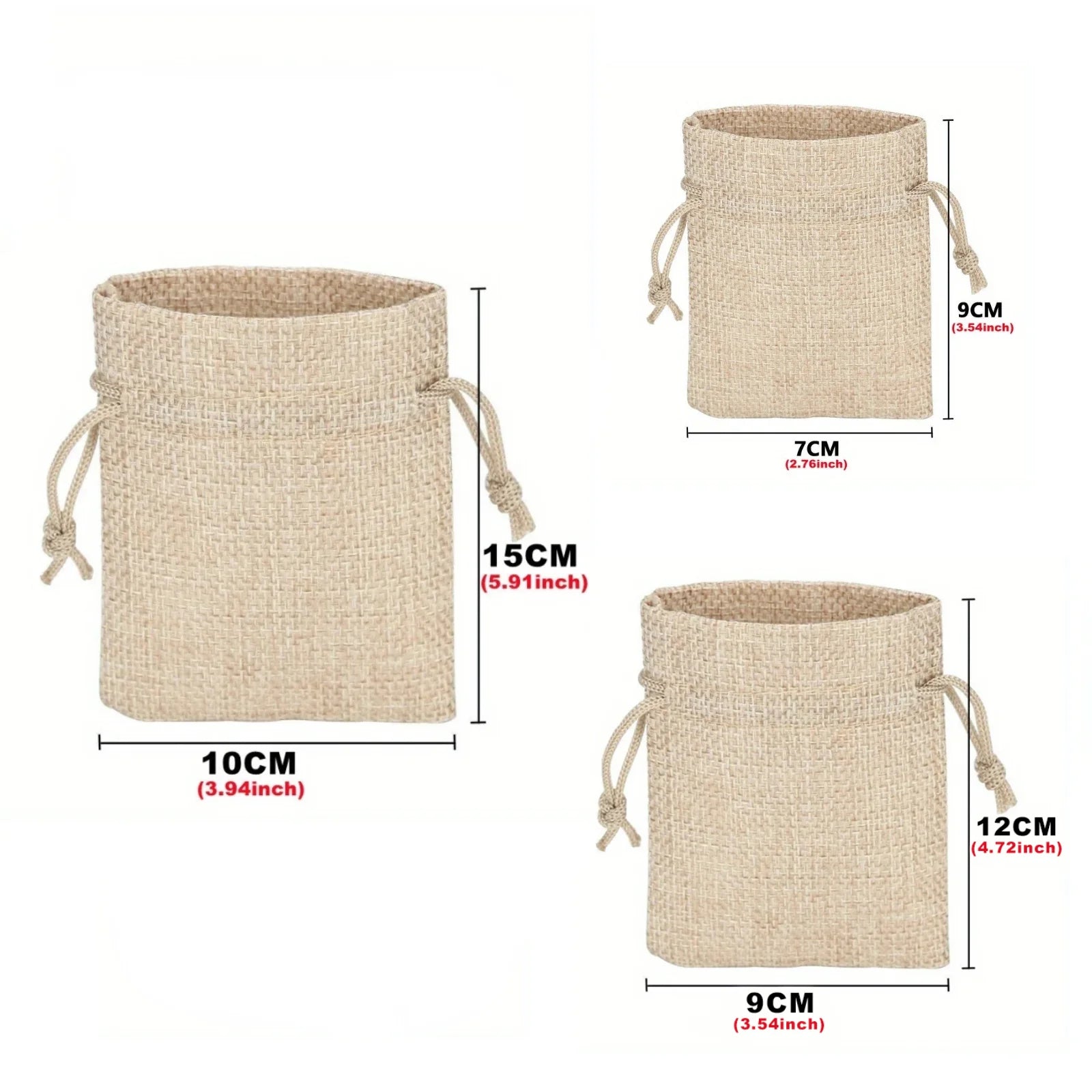 Saquinhos de Juta com Cordão para Lembranças — Kit com 100 Unidades