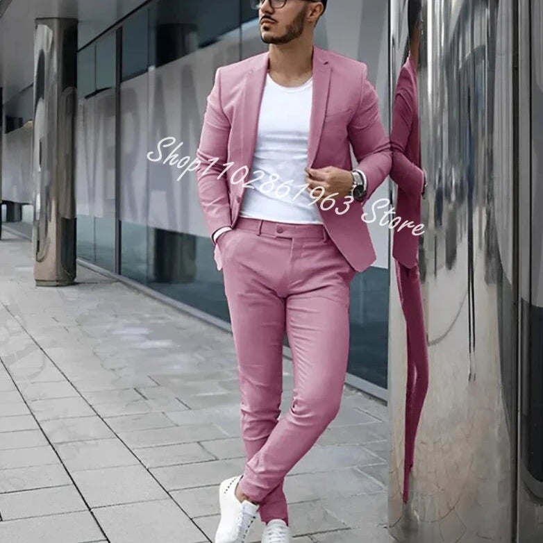 Fato Masculino Cinzento – Conjunto de 2 Peças para Casamento e Eventos Formais