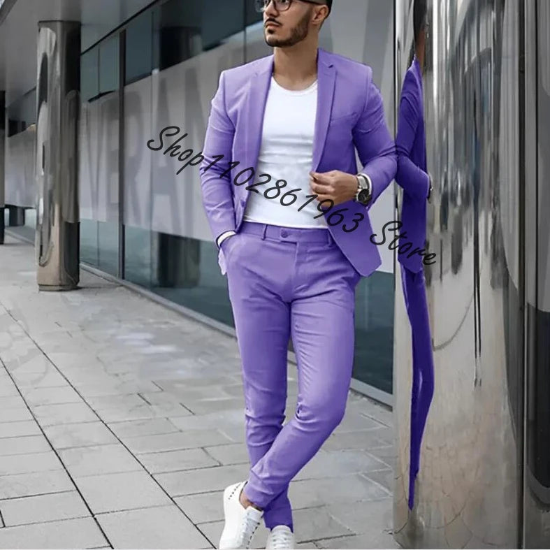 Fato Masculino Cinzento – Conjunto de 2 Peças para Casamento e Eventos Formais