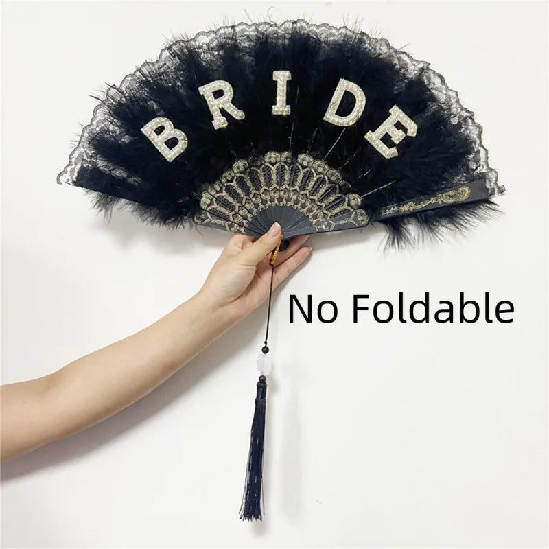 Leque Branco de Penas para Noiva – Acessório para Despedida de Solteira e Casamento