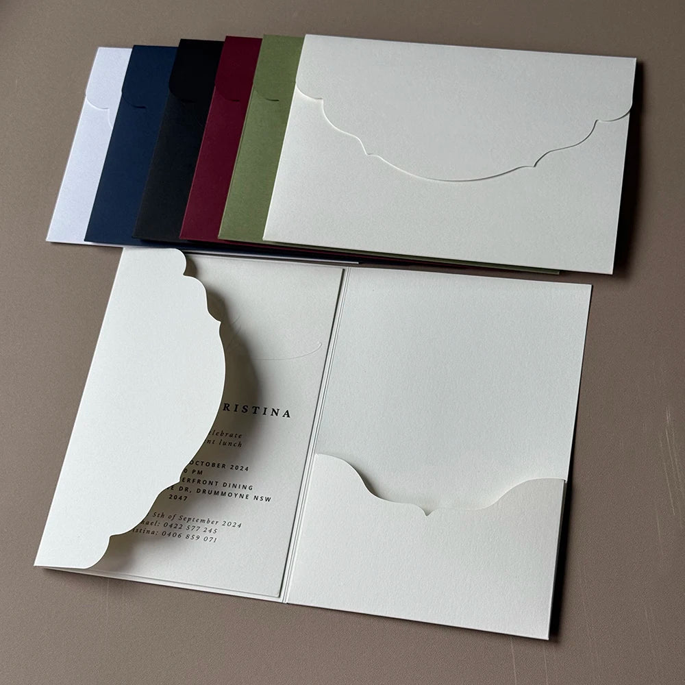 Convites Pocketfold DIY Premium – 10, 20 ou 25 Unidades | Elegância Personalizável para Casamentos