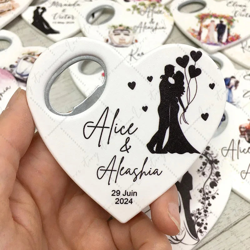 Abridor de Garrafas Magnético Personalizado UV — Lembrança de Casamento