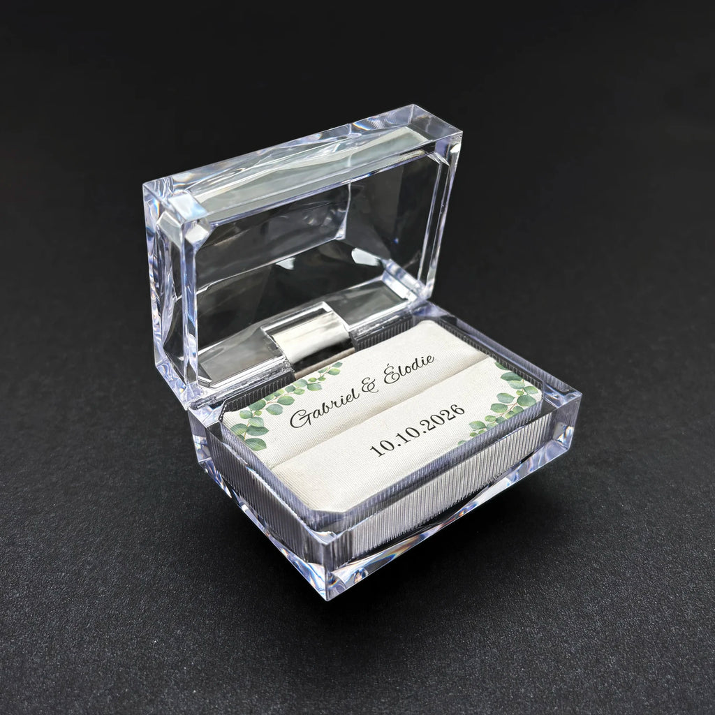 Custom wedding ring box for 2 rings Personalized Acrylic Ring Box for bride and groom before church Ring Box for the Wedding