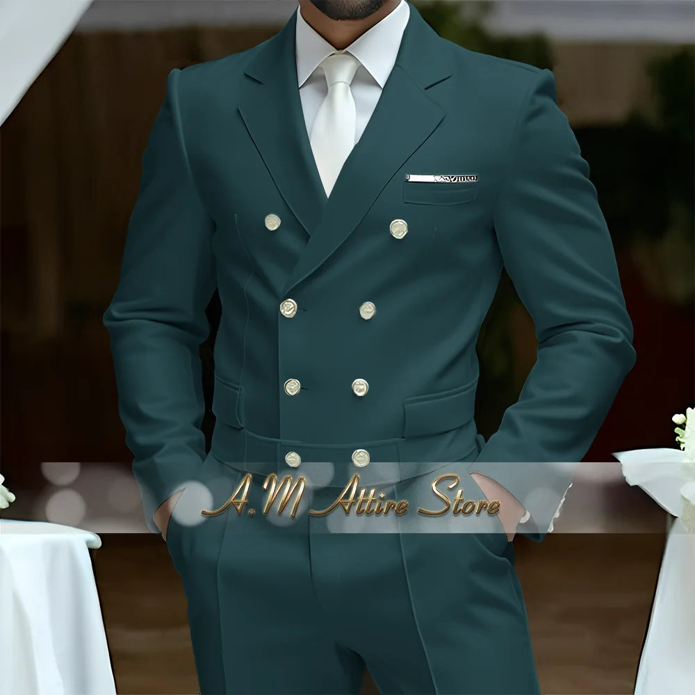 Fato Masculino Branco de Luxo – Blazer Cruzado e Calças Elegantes