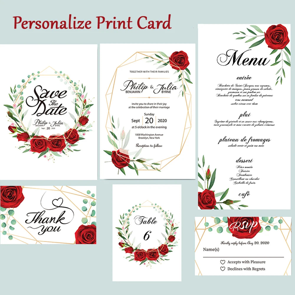 Cartões Personalizados para Casamento – Pack de 50