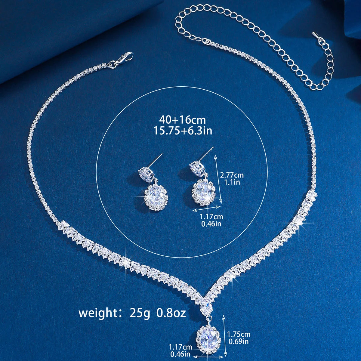 Conjunto de Joias com Zircónias – Colar e Brincos Elegantes