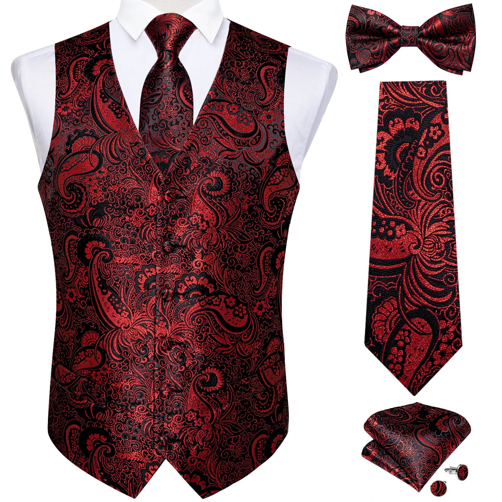 Conjunto Formal Masculino Preto Paisley