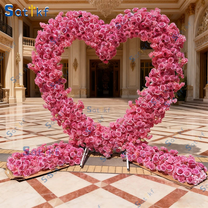 Arco Floral Artificial em Forma de Coração – Decoração Luxuosa para Casamentos